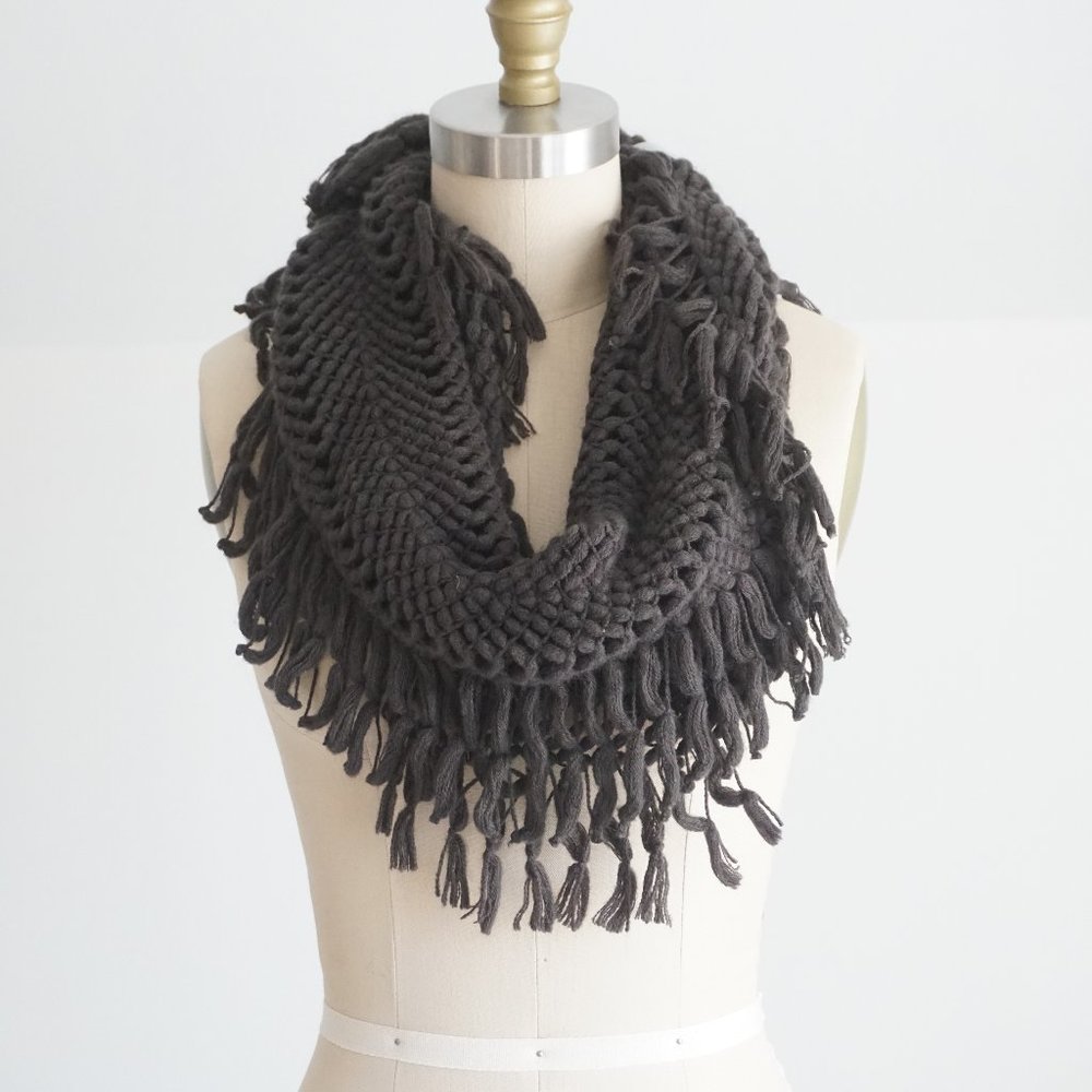 Charcoal Grey Knit Infinity Scarf